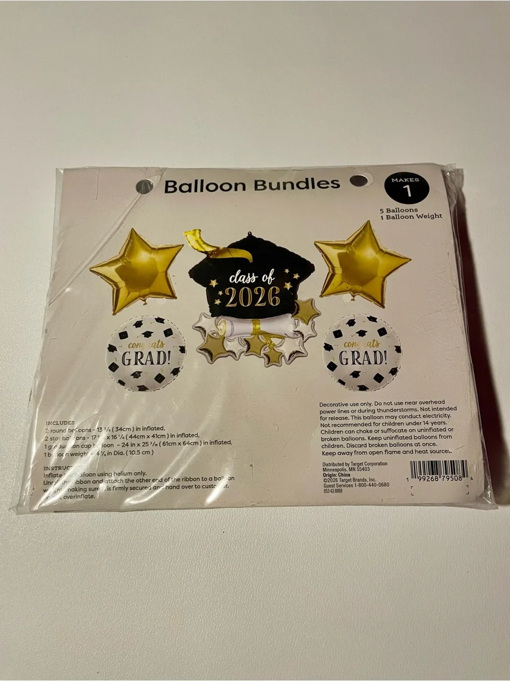 Class of 2026 Graduation Balloon Bundle Set NIP Gold Black Grad Party Decor